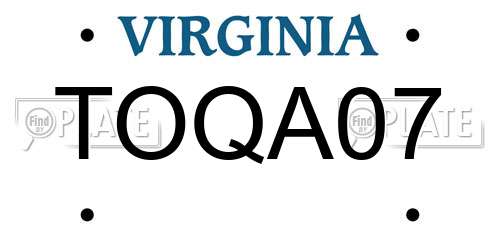 TOQA07 Virginia License Plate