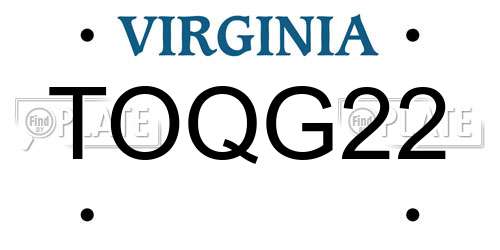 TOQG22 Virginia License Plate