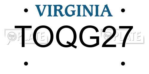 TOQG27 Virginia License Plate