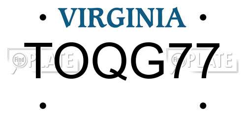 TOQG77 Virginia License Plate