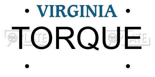 TORQUE Virginia License Plate