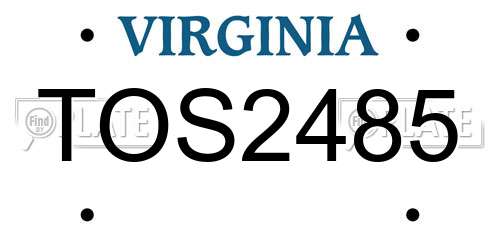 TOS2485 Virginia License Plate