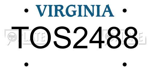 TOS2488 Virginia License Plate