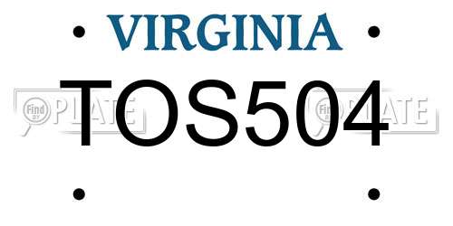 TOS504 Virginia License Plate