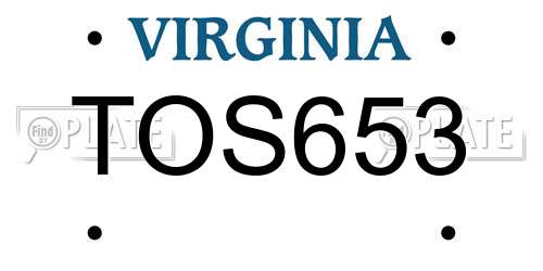TOS653 Virginia License Plate