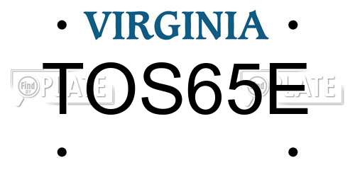 TOS65E Virginia License Plate