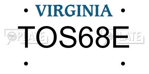 TOS68E Virginia License Plate