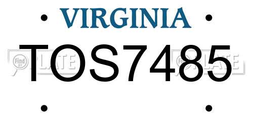 TOS7485 Virginia License Plate