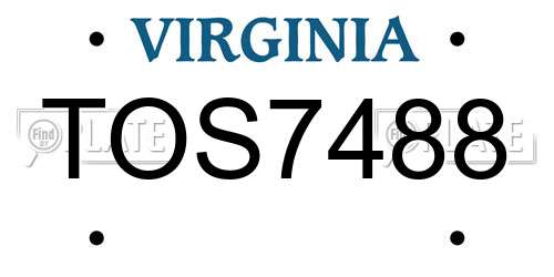 TOS7488 Virginia License Plate
