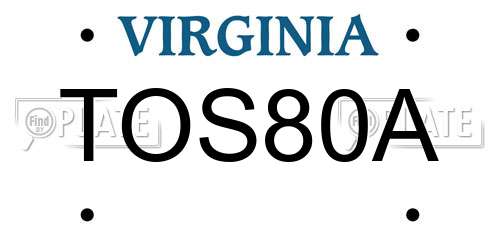 TOS80A Virginia License Plate