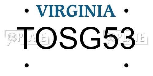TOSG53 Virginia License Plate