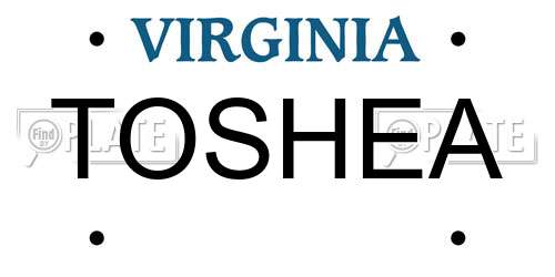 TOSHEA Virginia License Plate
