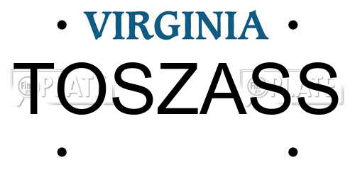 TOSZASS Virginia License Plate