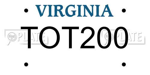 TOT200 Virginia License Plate