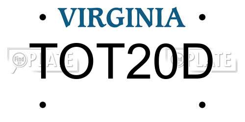 TOT20D Virginia License Plate
