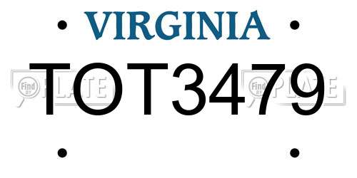 TOT3479 Virginia License Plate