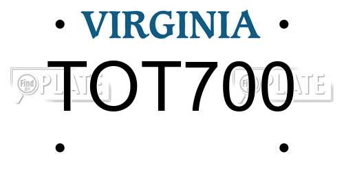 TOT700 Virginia License Plate