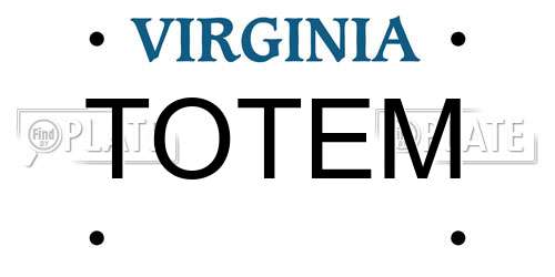 TOTEM Virginia License Plate