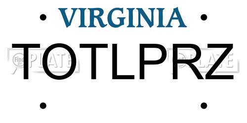 TOTLPRZ Virginia License Plate