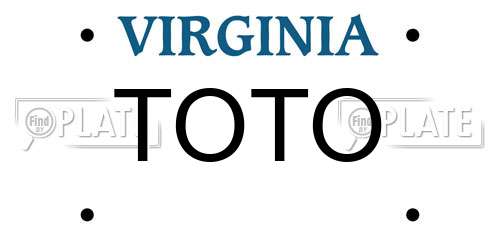 TOTO Virginia License Plate
