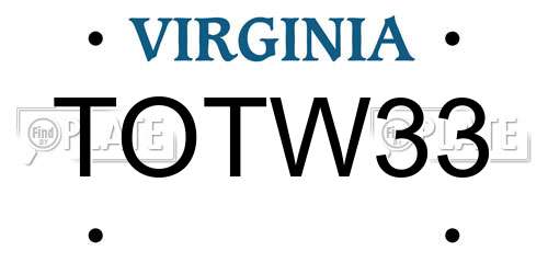 TOTW33 Virginia License Plate