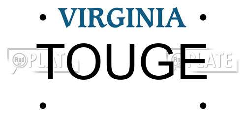 TOUGE Virginia License Plate