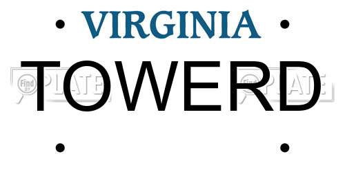 TOWERD Virginia License Plate
