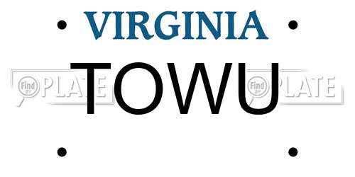 TOWU Virginia License Plate