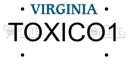 TOXICO1 Virginia License Plate