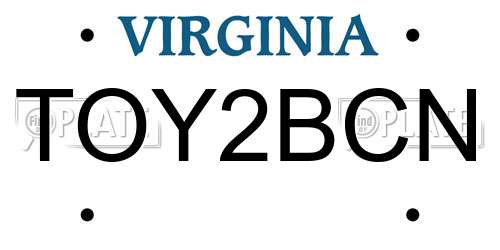 TOY2BCN Virginia License Plate