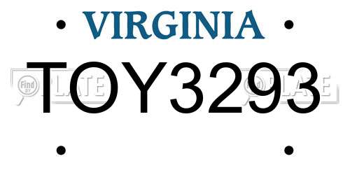 TOY3293 Virginia License Plate