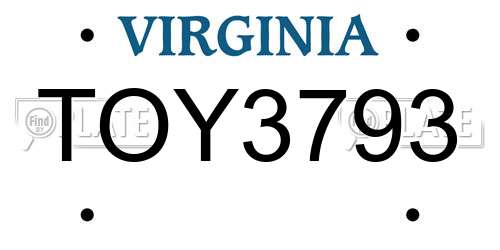 TOY3793 Virginia License Plate