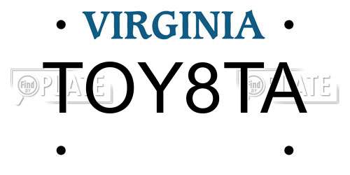 TOY8TA Virginia License Plate