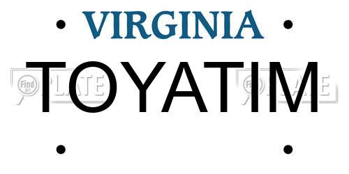TOYATIM Virginia License Plate