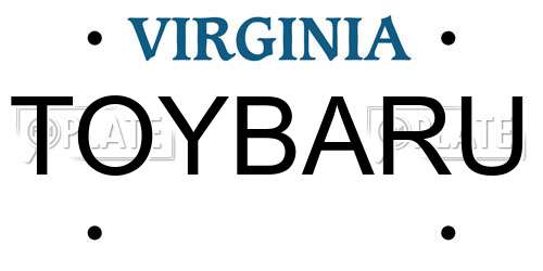 TOYBARU Virginia License Plate