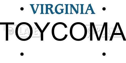 TOYCOMA Virginia License Plate