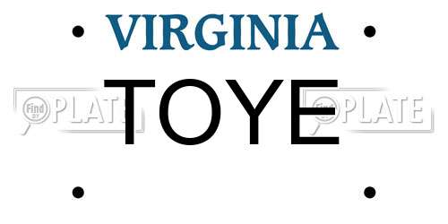 TOYE Virginia License Plate
