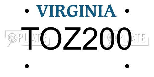 TOZ200 Virginia License Plate