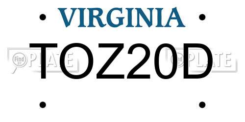 TOZ20D Virginia License Plate