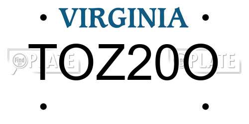 TOZ20O Virginia License Plate