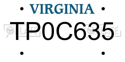 TP0C635 Virginia License Plate