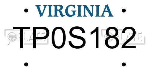TP0S182 Virginia License Plate