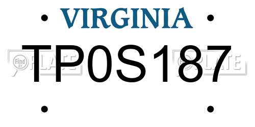 TP0S187 Virginia License Plate