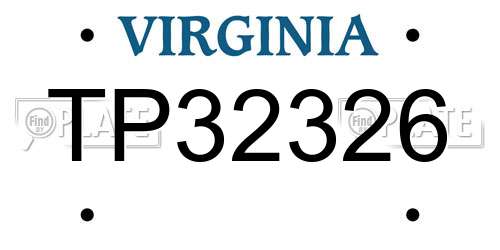TP32326 Virginia License Plate