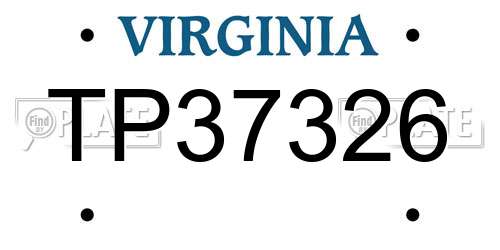 TP37326 Virginia License Plate