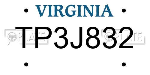 TP3J832 Virginia License Plate
