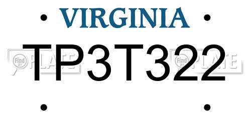 TP3T322 Virginia License Plate