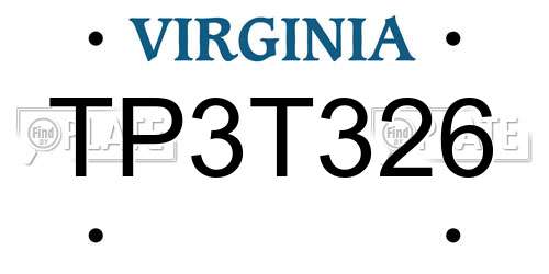 TP3T326 Virginia License Plate