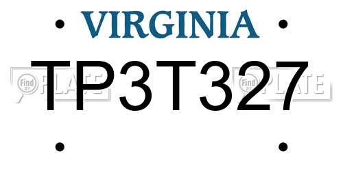 TP3T327 Virginia License Plate