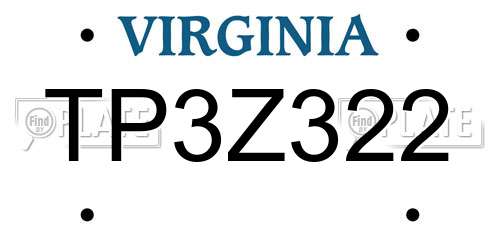 TP3Z322 Virginia License Plate